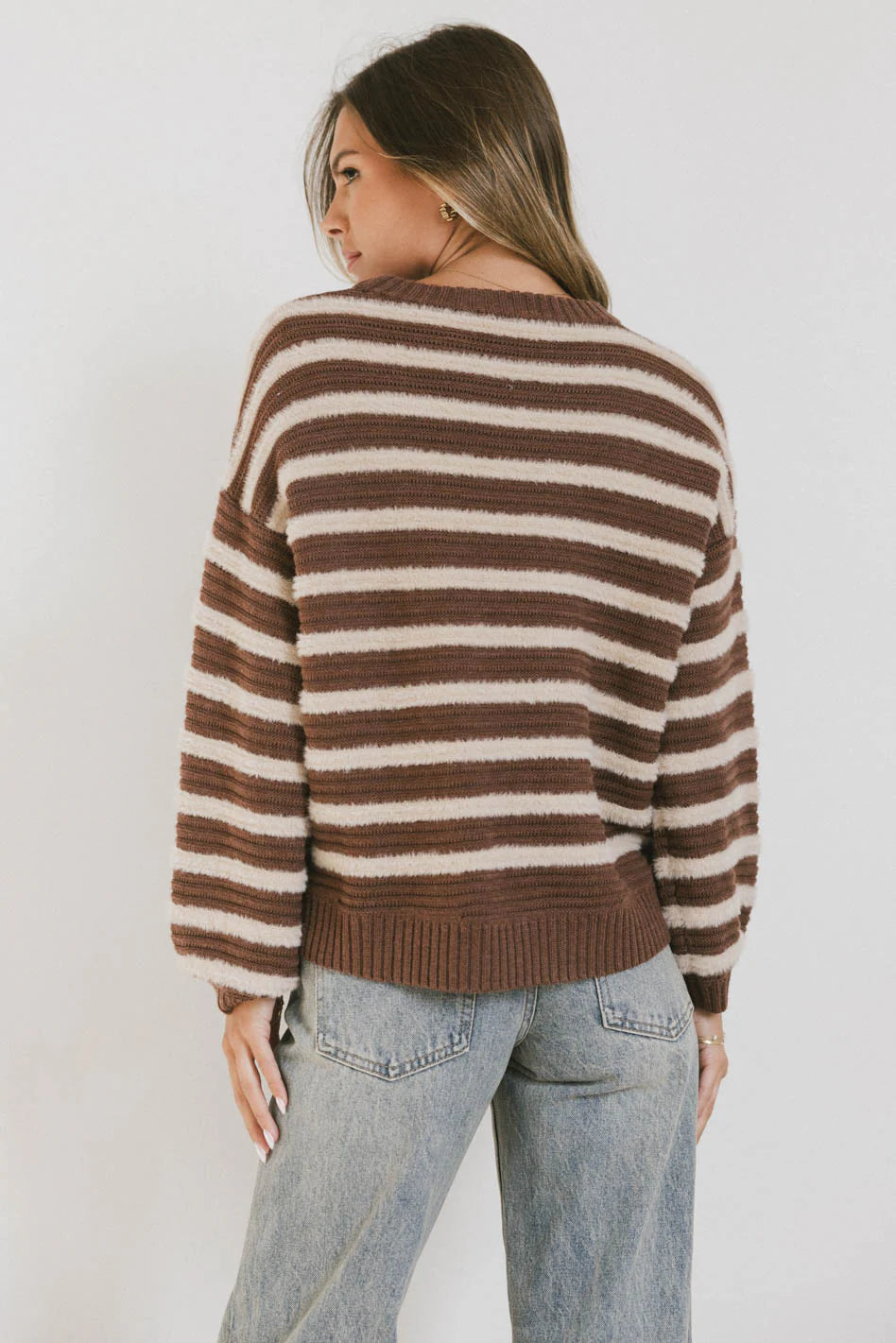 Azuline Striped Sweater in Brown FINAL SALE