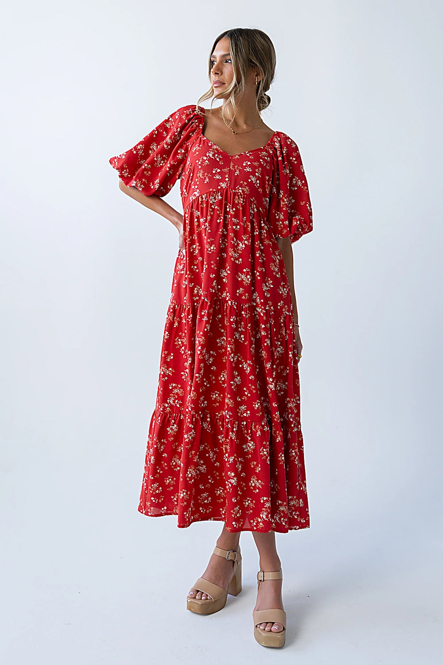 Amy Floral Maxi Dress in Red FINAL SALE