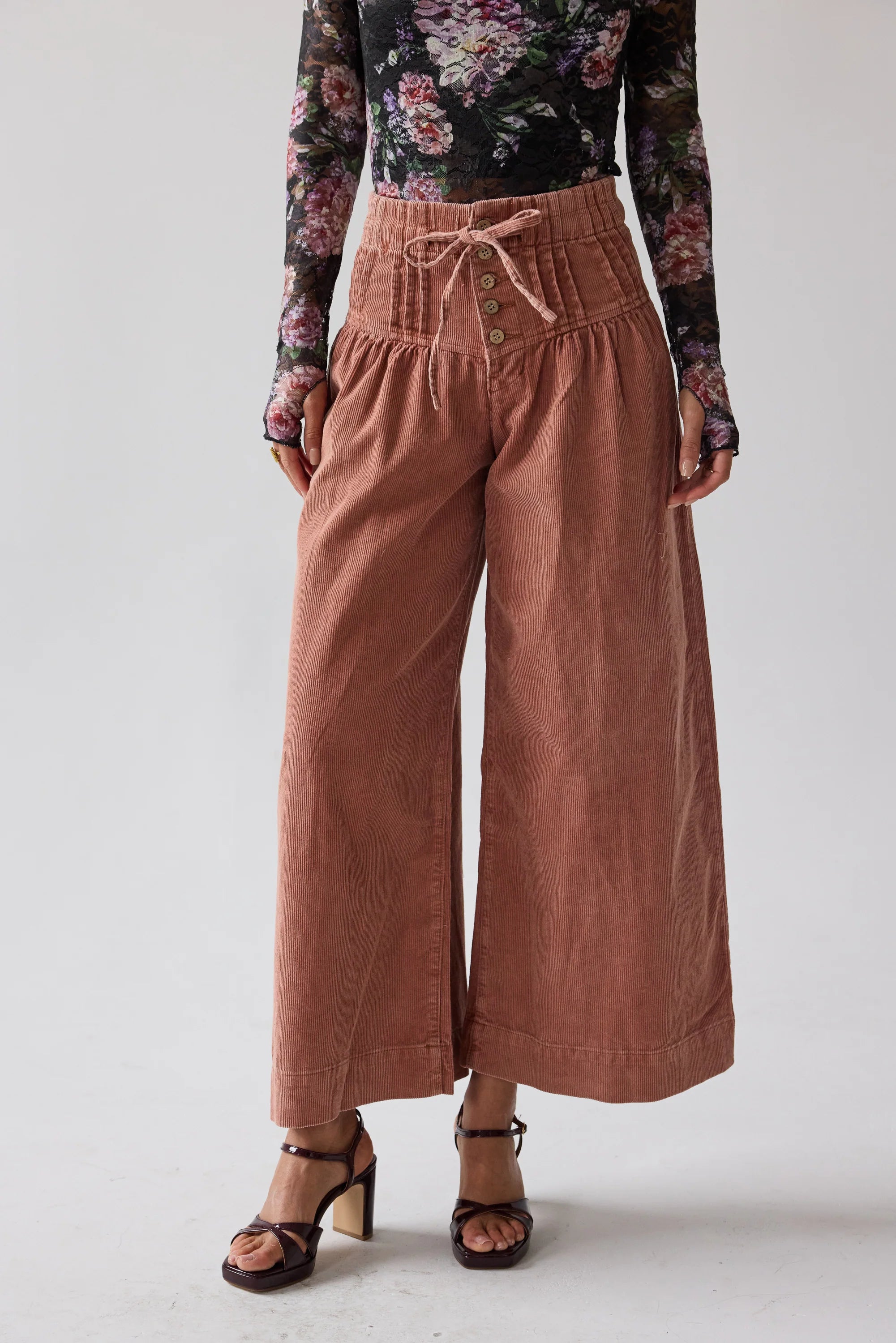 Barkley Corduroy Wide Leg Pants in Rust FINAL SALE