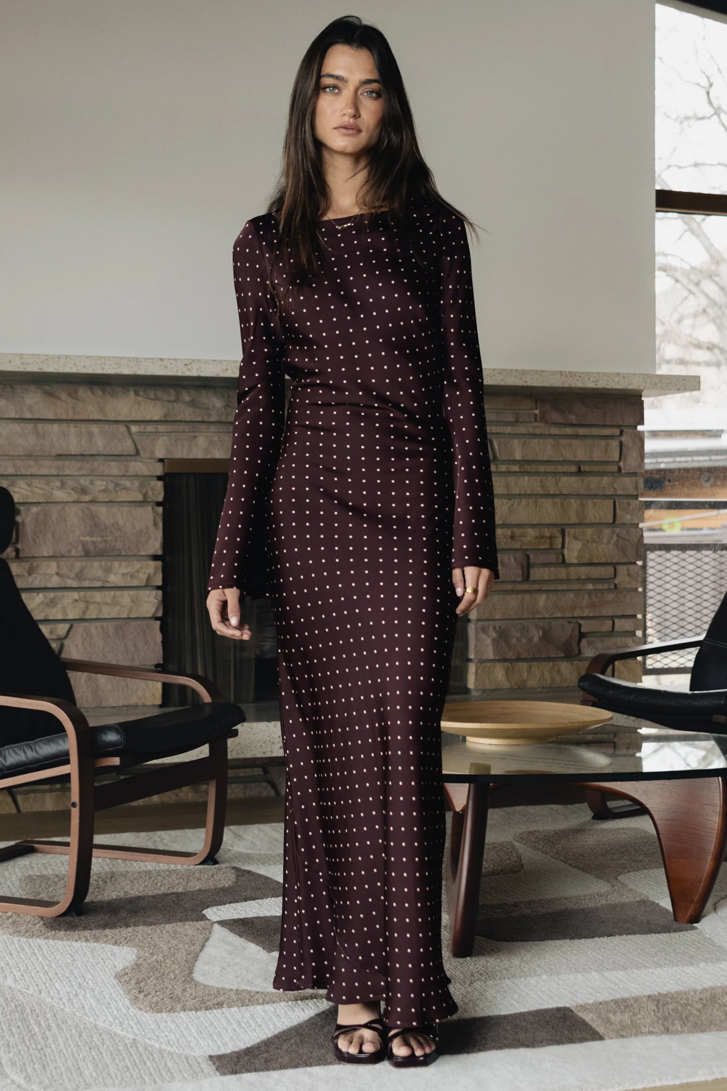 Melody Ultra Maxi Dress in Burgundy