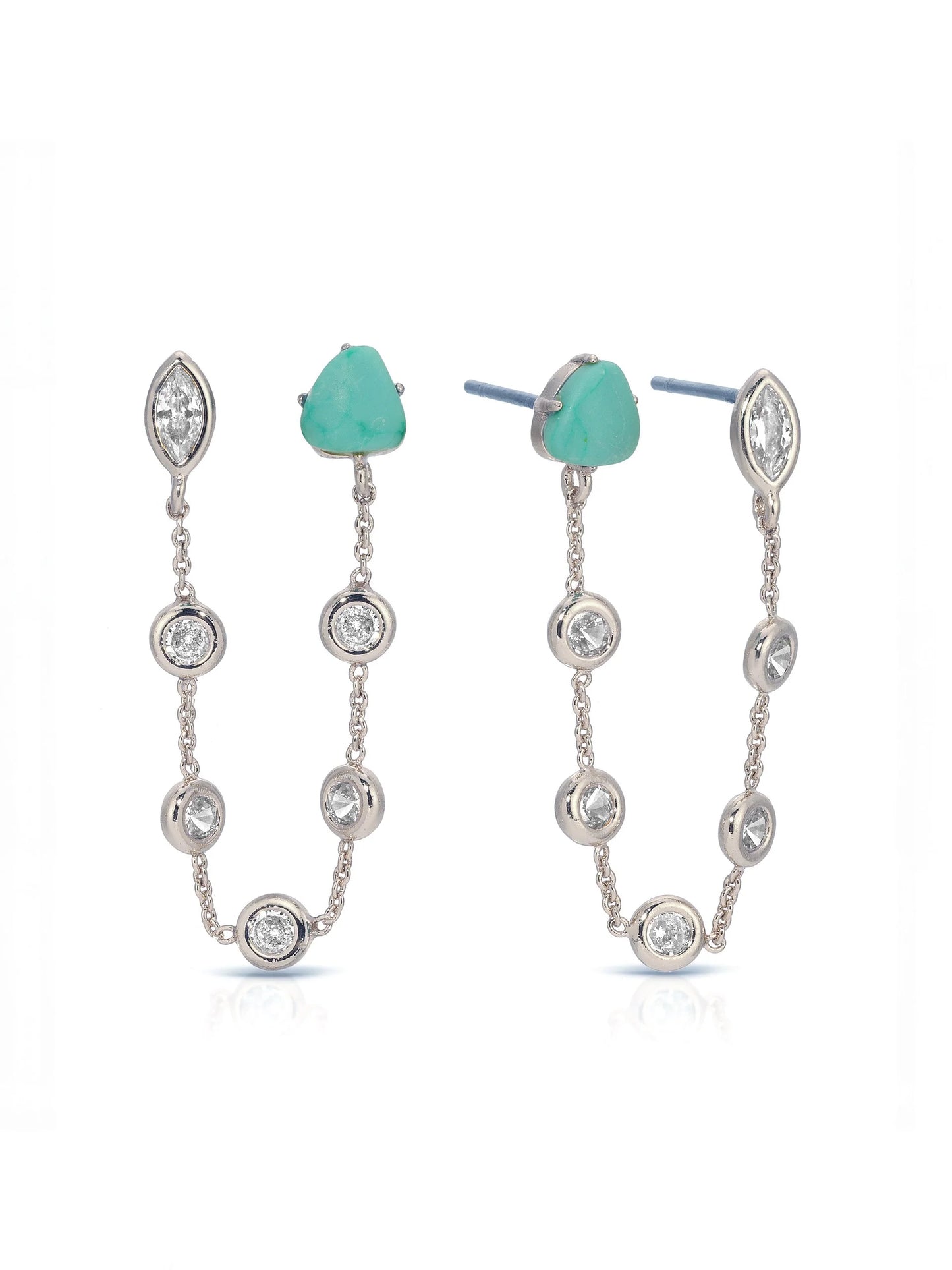 Double Piercing Turquoise Earrings