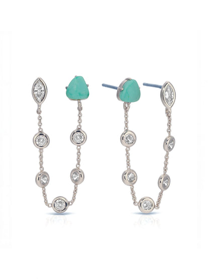 Double Piercing Turquoise Earrings