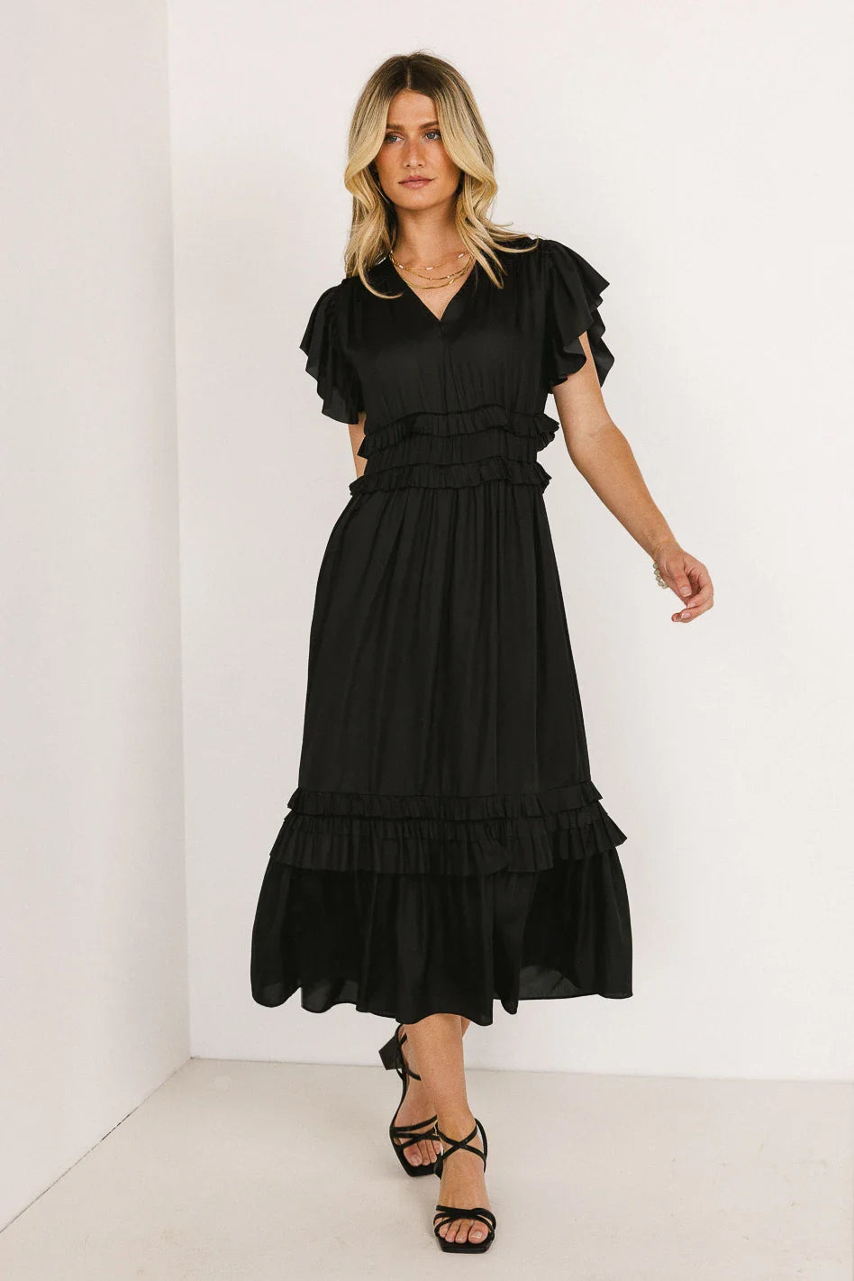 Willa Ruffle Dress in Black FINAL SALE