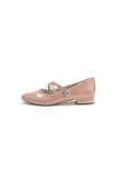 Beaded Pointed Toe Strap Buckle Patent Leather Low Heels