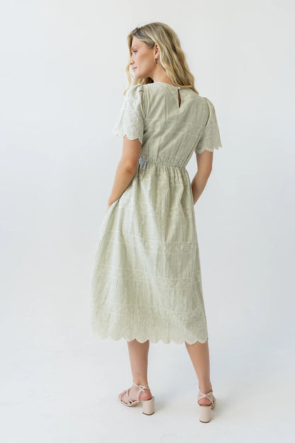 Scotty Embroidered Midi Dress