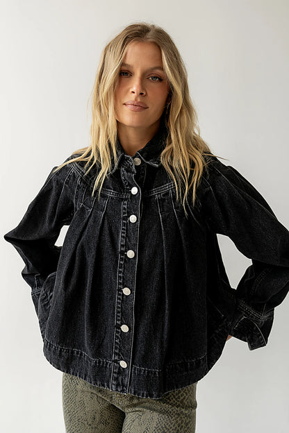 Lennon Denim Jacket in Washed Black FINAL SALE