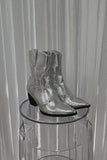 Bambi Silver Snake Western Ankle Boot