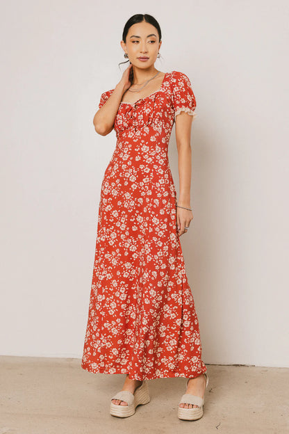 Camden Floral Maxi Dress in Rust