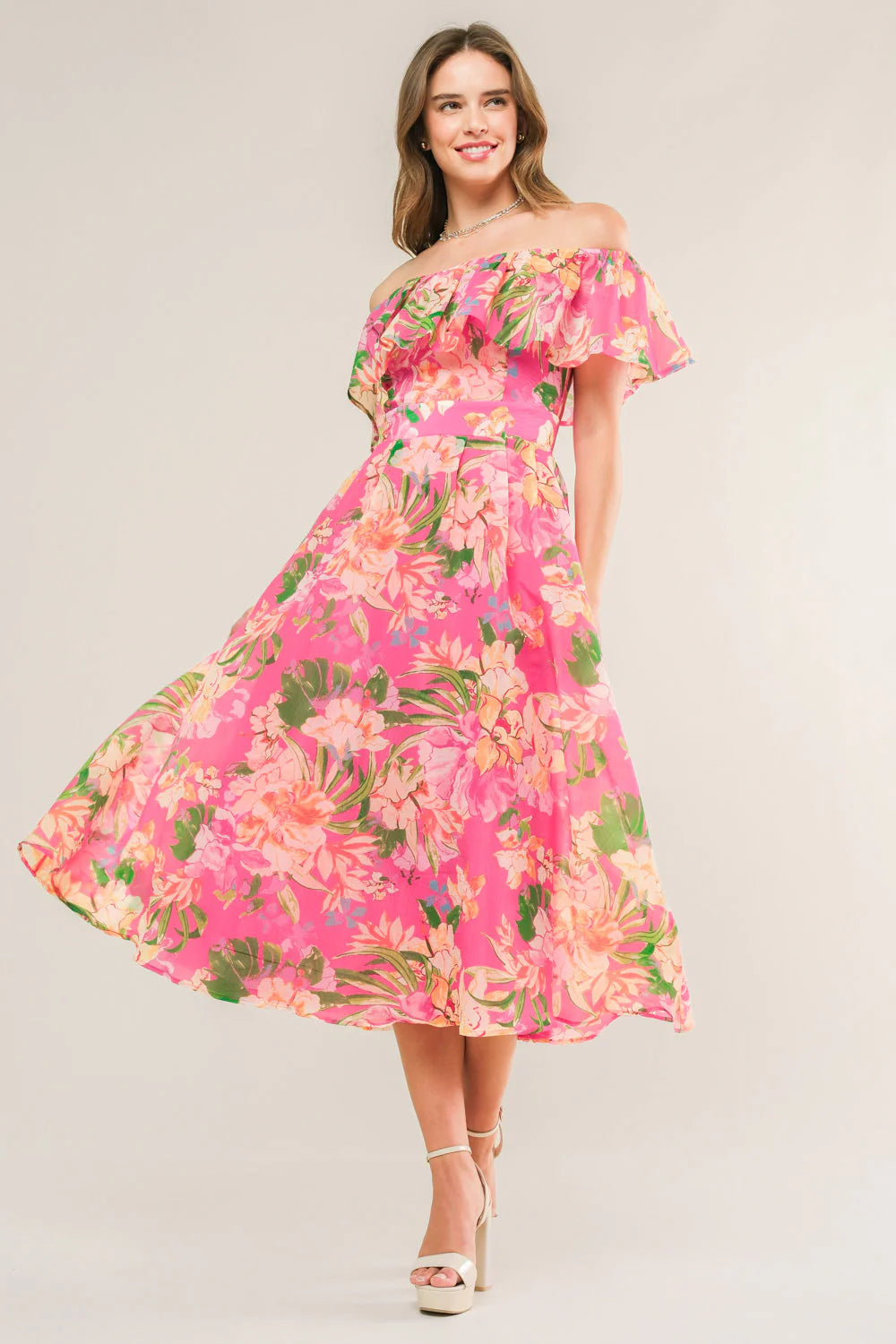 HAPPIEST HERE PINK MIDI DRESS