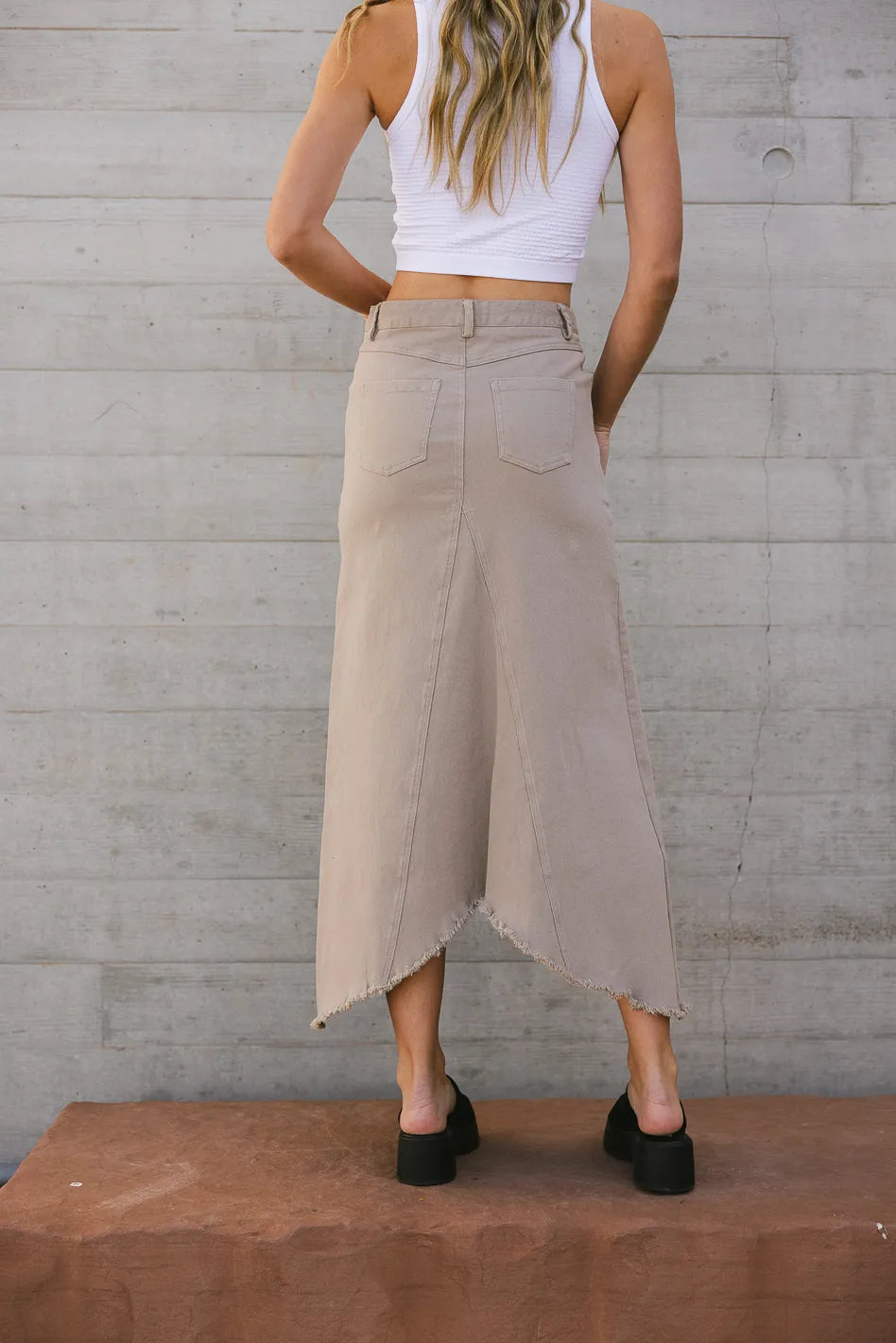 Blythe Denim Skirt in Taupe FINAL SALE