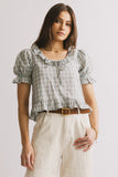 Lottie Plaid Blouse in Blue