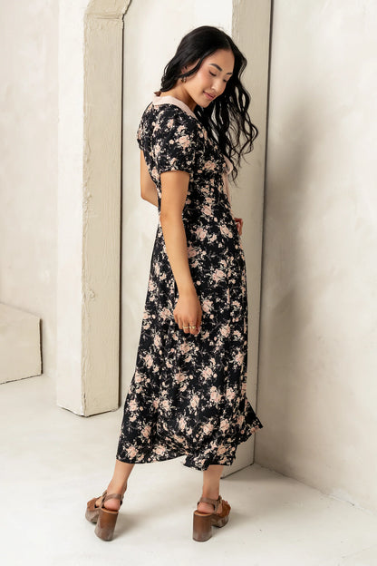 Vera Floral Maxi Dress in Black FINAL SALE