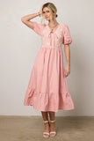 Jozette Floral Midi Dress in Pink FINAL SALE