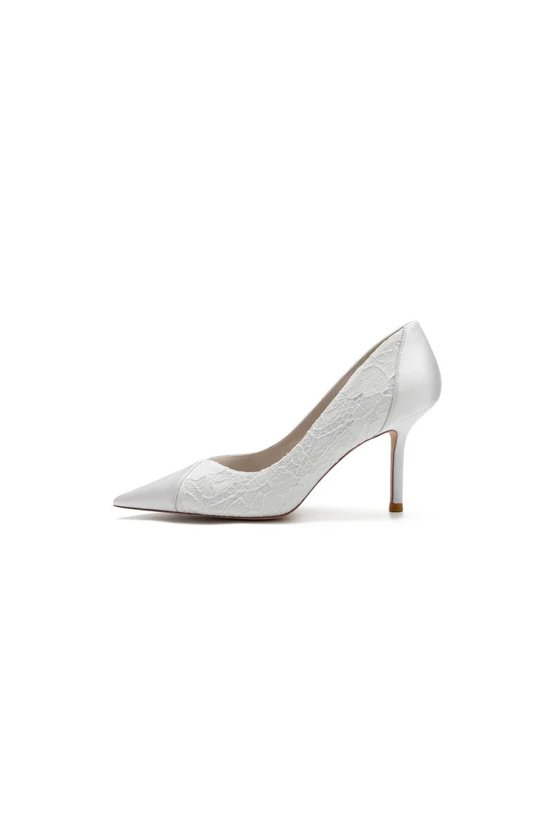 Stiletto Pointy Heels Lace Wedding Shoes