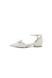 Beaded Pointed Toe Ankle Strap Wedding Shoes With Bow