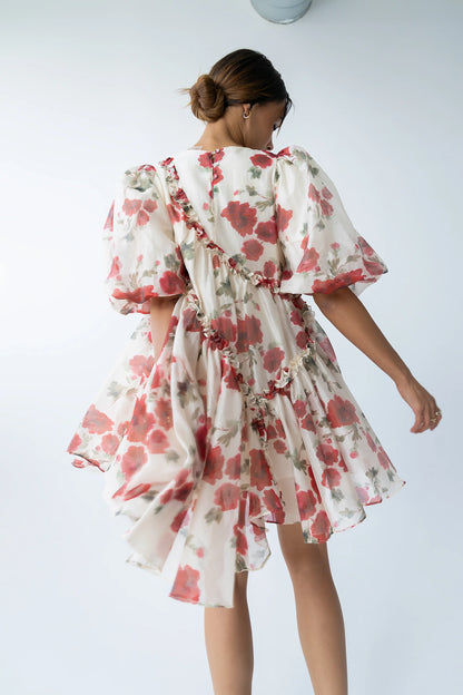 Tamlyn Floral Mini Dress in Red