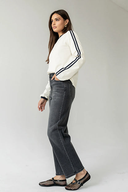 Romy Striped Top in Bone
