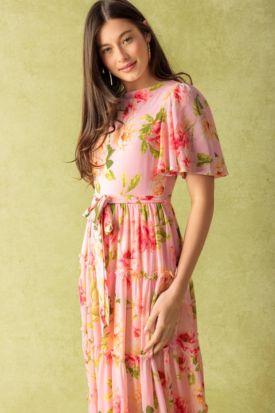 CARRIAGE RIDE ROMANCE PINK FLORAL MAXI DRESS