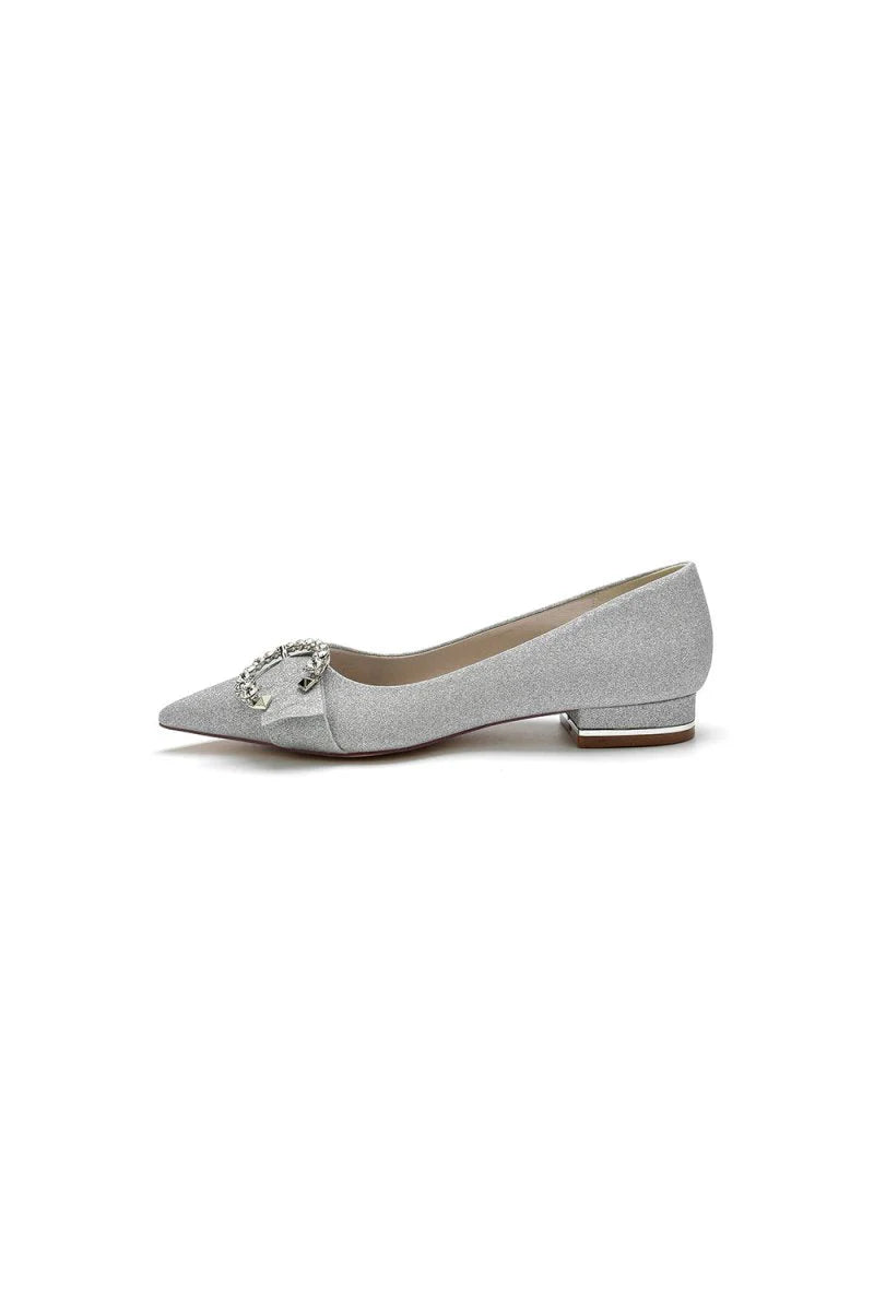 Crystal Buckle Sequin Pointed Toe Flats