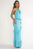 NADIA HALTER MAXI DRESS OCEAN BLUE