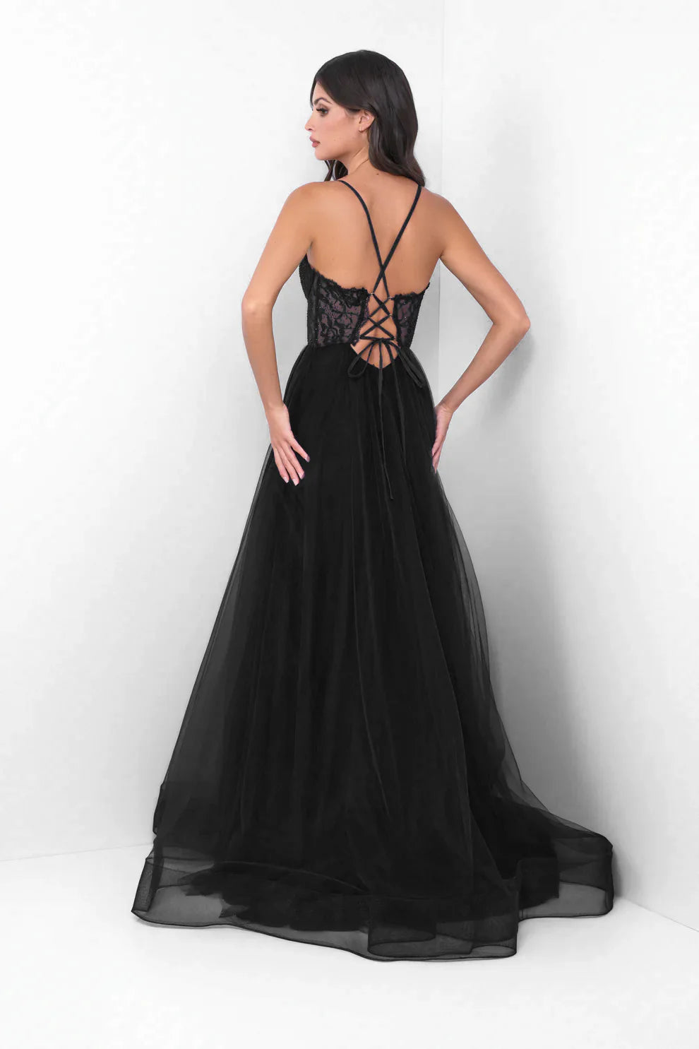 Dani Gown Black Lace Tulle A line Dress