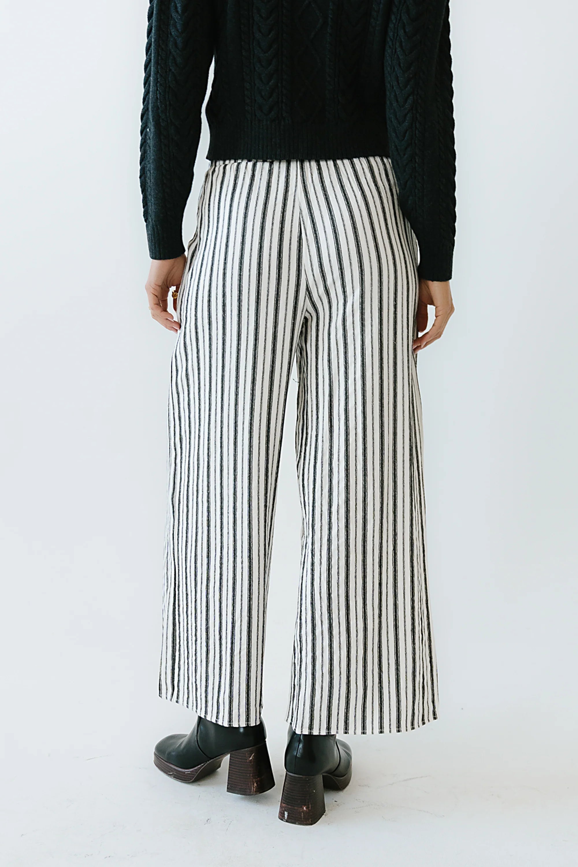 Lucy Striped Baggy Pants in Black