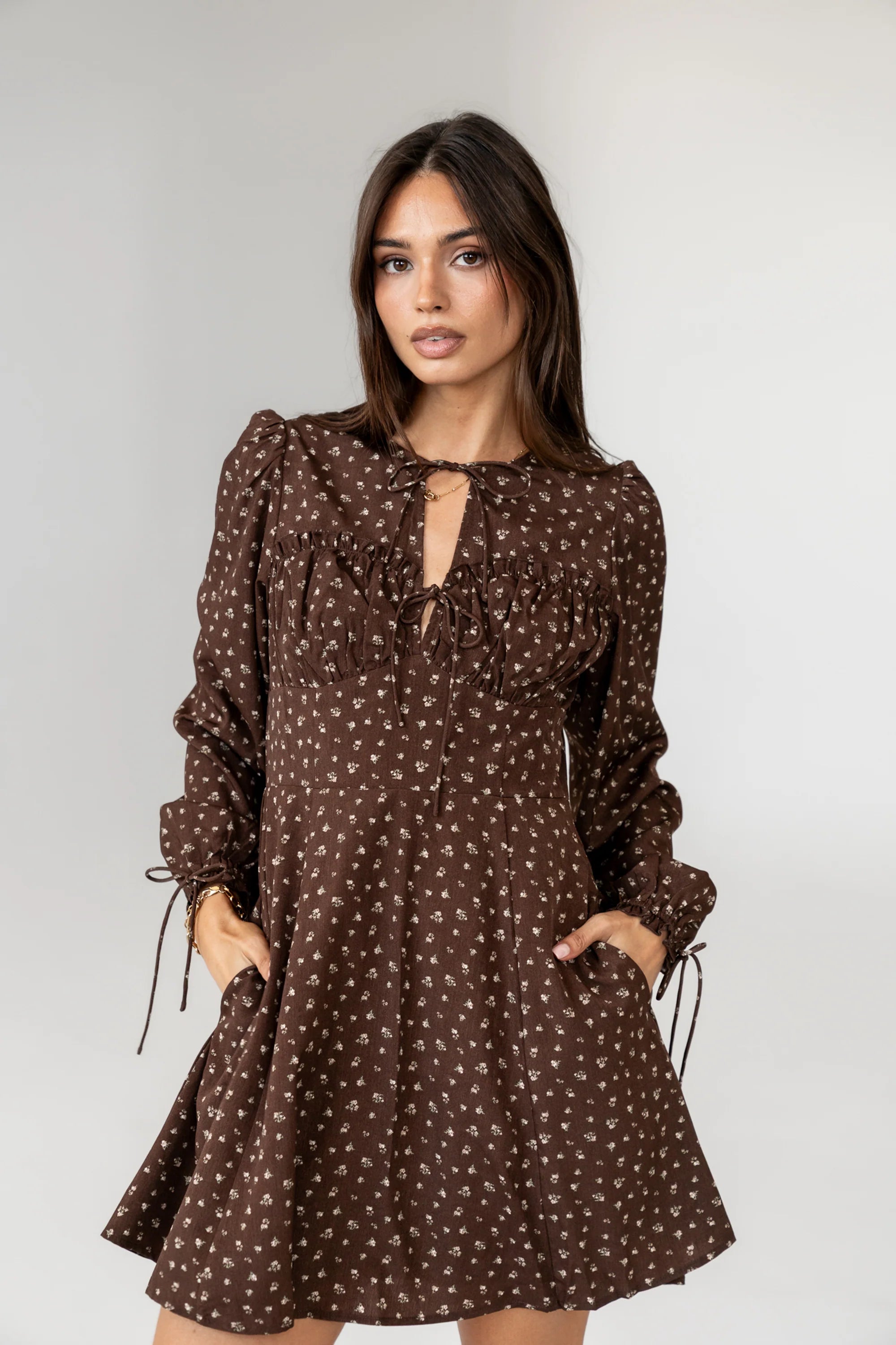 Myles Floral Mini Dress in Burgundy FINAL SALE