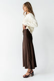 Tory Satin Maxi Skirt in Brown FINAL SALE