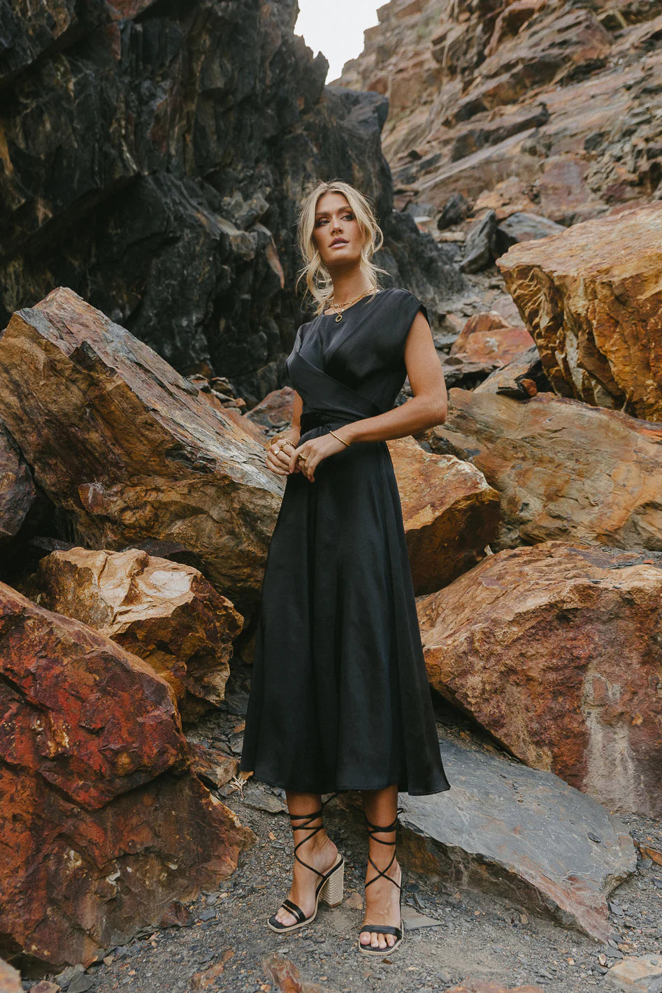 Rosalind Midi Dress in Black FINAL SALE