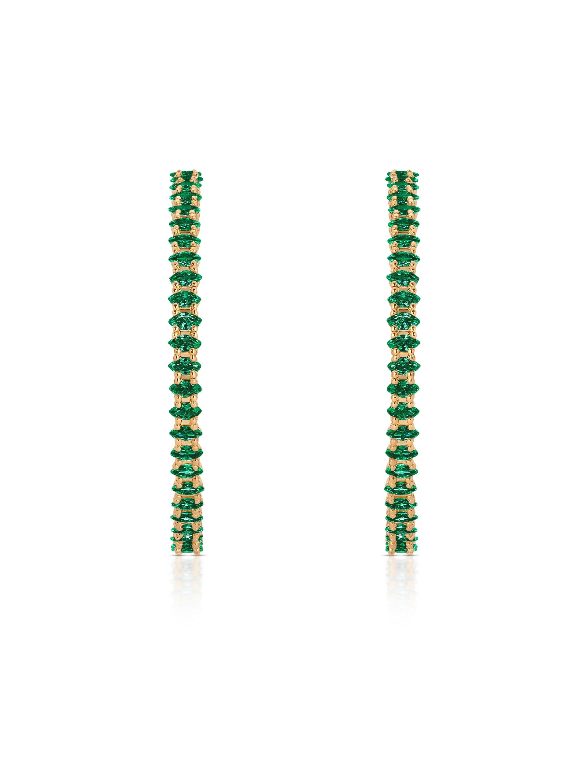Emerald Crystal Marquise Hoops