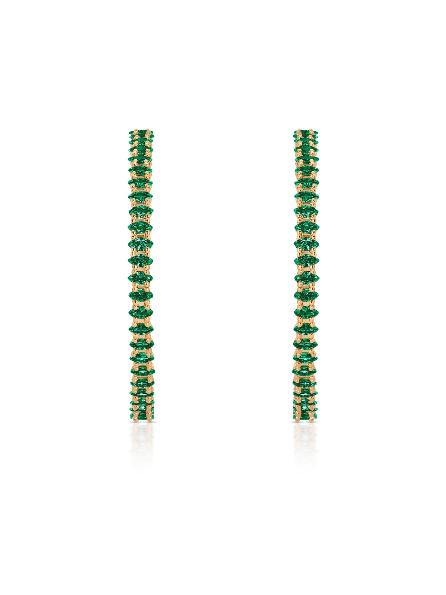 Emerald Crystal Marquise Hoops