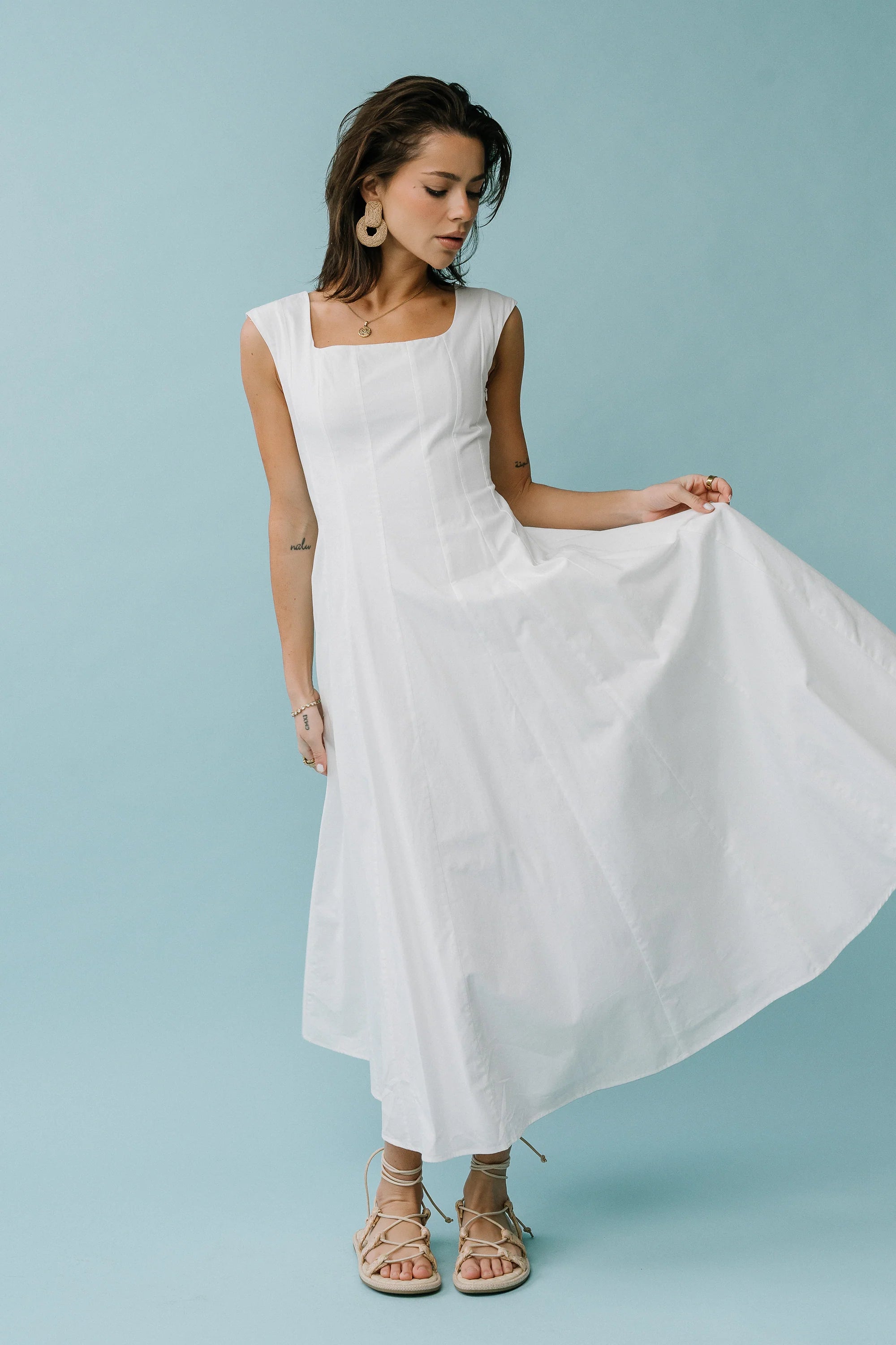 Colin Midi Dress in Cream
