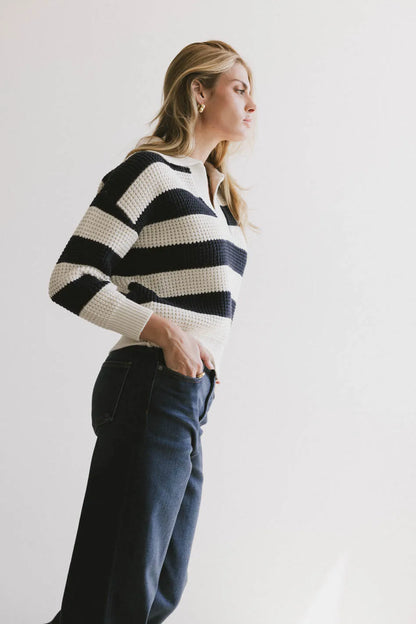 Ozzie Striped Sweater in Navy FINAL SALE