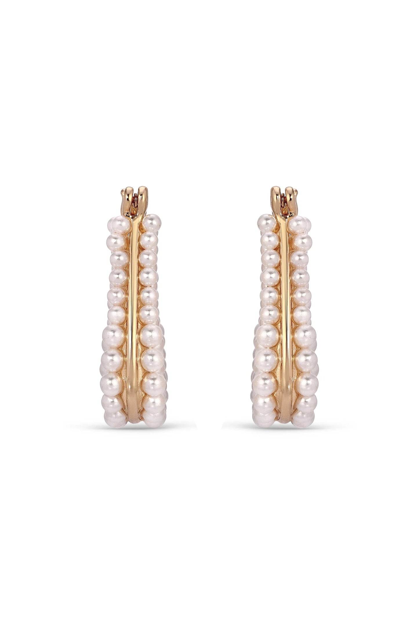 Soft Curve Pearl Lined Hoop Earrings
