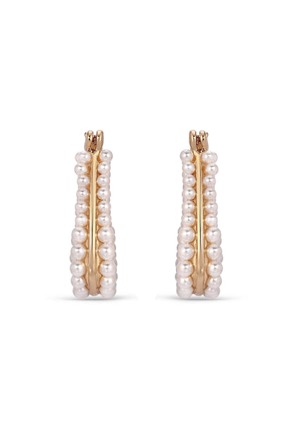 Soft Curve Pearl Lined Hoop Earrings