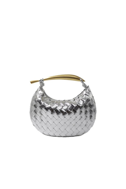 Womens Woven Dumpling Clutch Bag