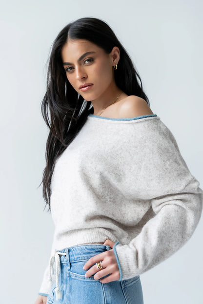 Kellie Contrast Sweater in Beige