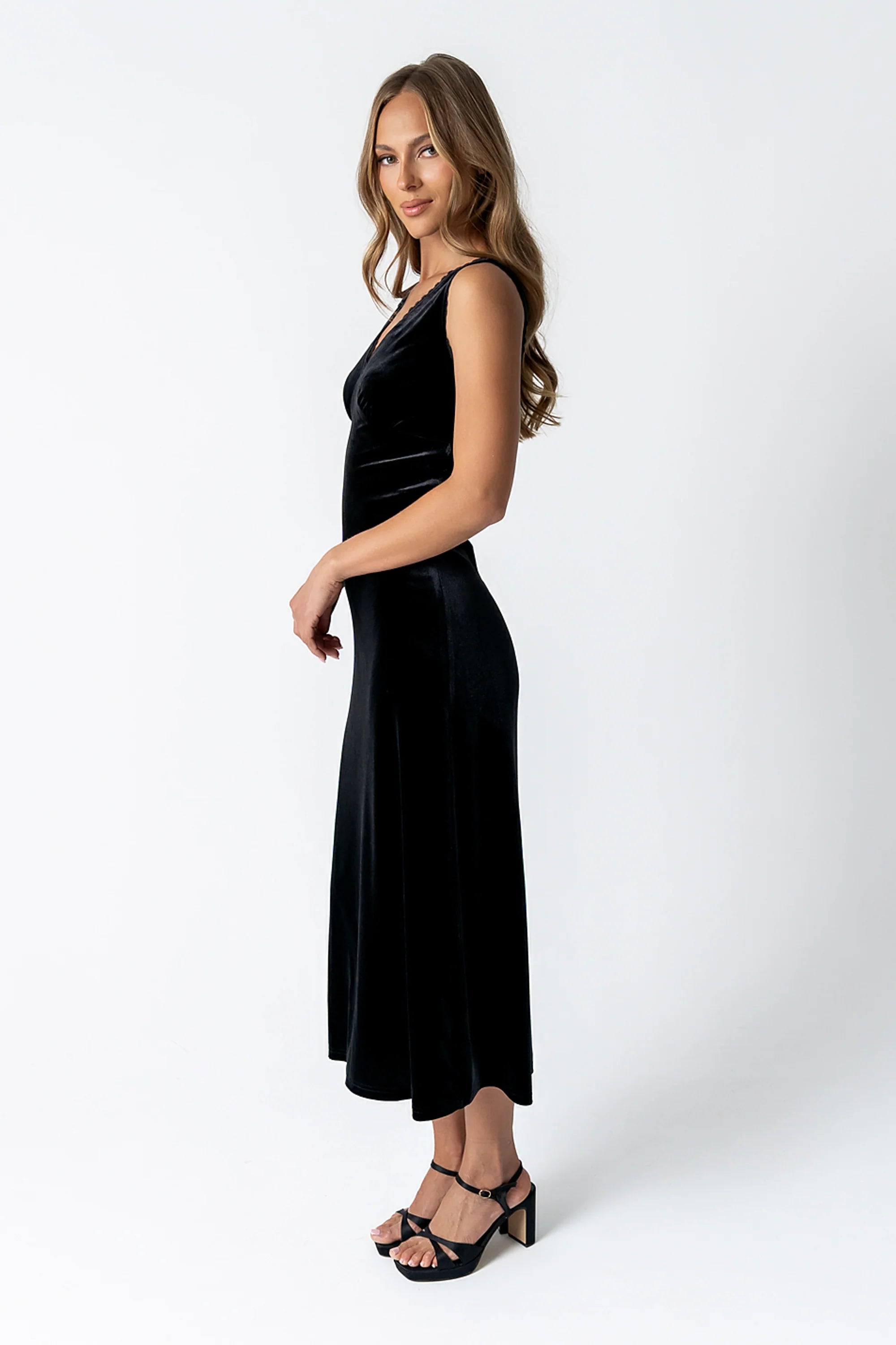 Kalani Velvet Maxi Dress in Black FINAL SALE