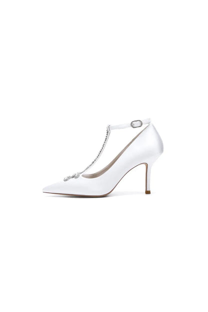 Party Pointed Toe Crystal Strap High Heels Shoes