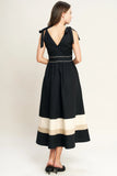 FOREST CHARM BLACK CREAM MIDI DRESS