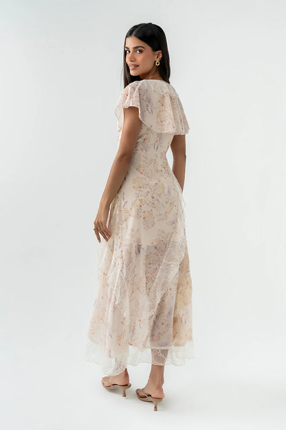 Kora Ruffle Maxi Dress in Yellow