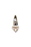Champagne Pointed Toe Wedding Heels with Bow