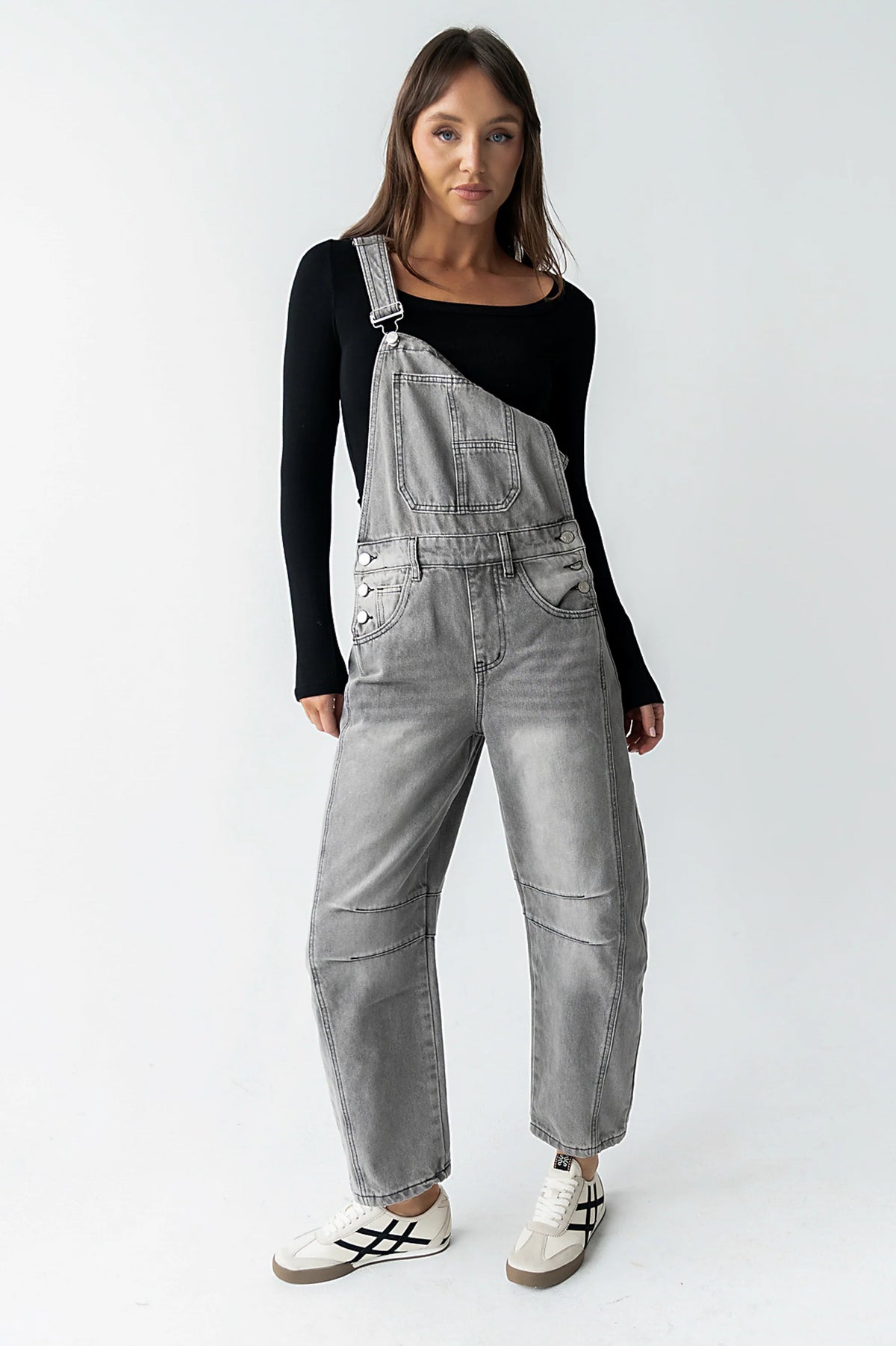 Tansy Denim Overalls in Grey