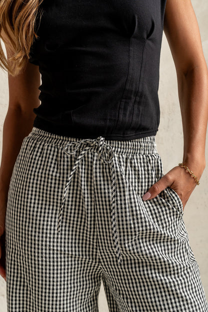 Ada Gingham Wide Leg Pants in Black FINAL SALE