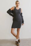 Vale Textured Knit Mini Dress in Charcoal FINAL SALE