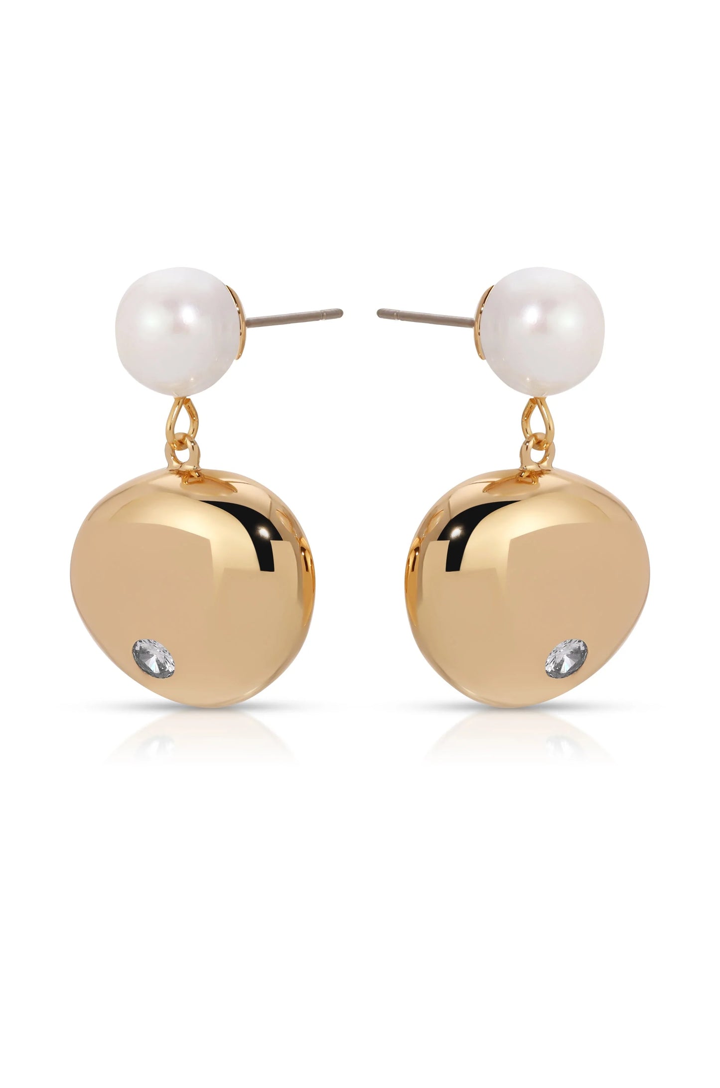 Large Pebble and Pearl Dangle Earrings