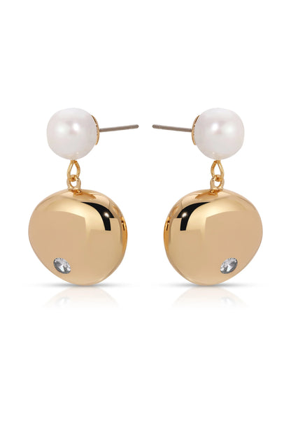 Large Pebble and Pearl Dangle Earrings