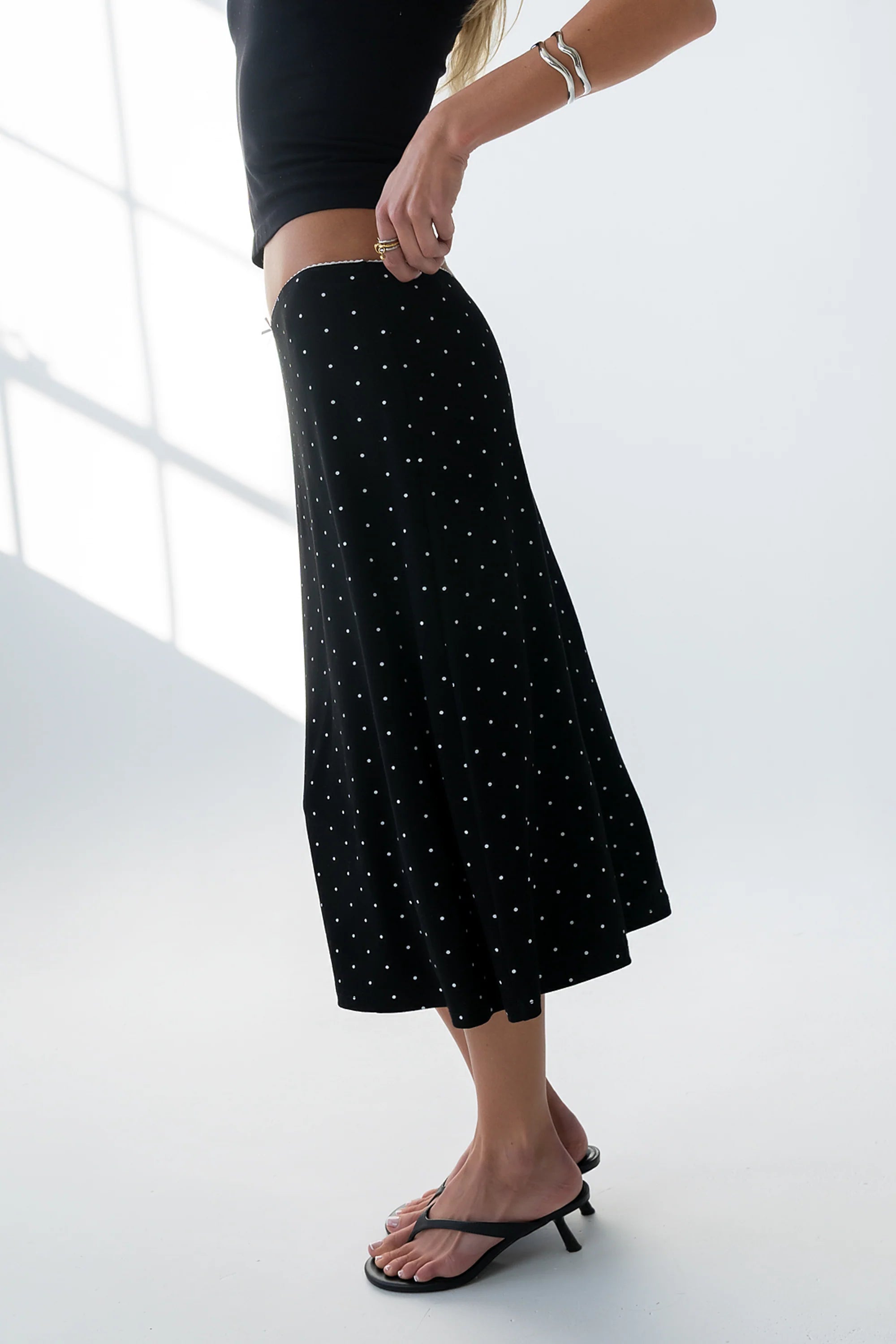 Jordyn Polka Dot Skirt in Black