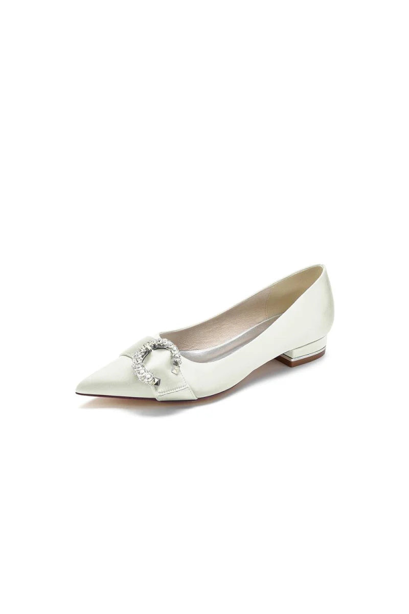 Beading Pointed Toe Kitten Heels