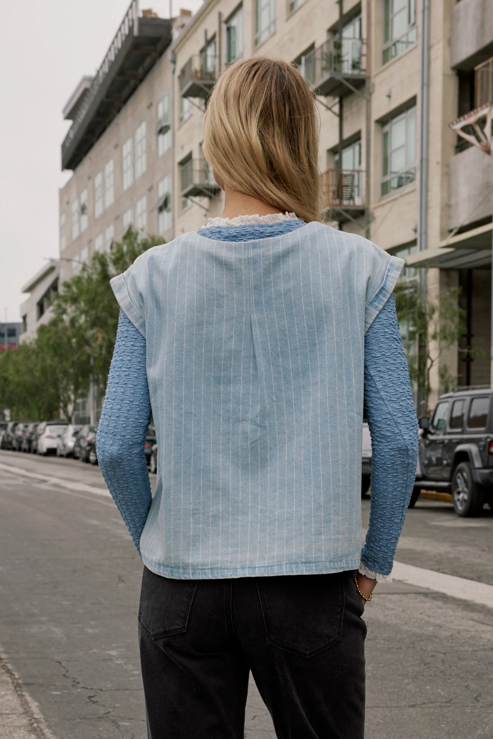 Alisson Striped Denim Blouse